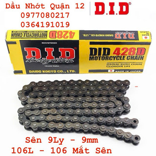 Sên DID 428D 106L 9Ly Đen 106 Mắt - Made in Japan Chính Hãng 100% Cho Xe Super Dream/ Wave/ Sirius Fi