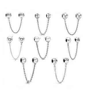 Charm pan ale xích khoá an toàn bạc s925 thuần khiết hàng cao cấp