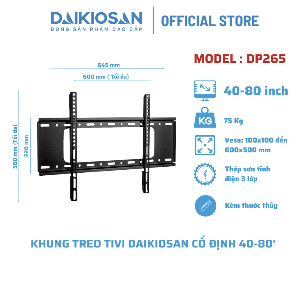 Giá treo tivi treo tường Daikiosan DP265 dùng cho tivi 40-80 inch