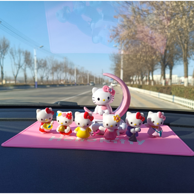 Set trang trí xe hơi Hello Kitty , Set trang trí bàn học bàn làm việc Hello Kitty