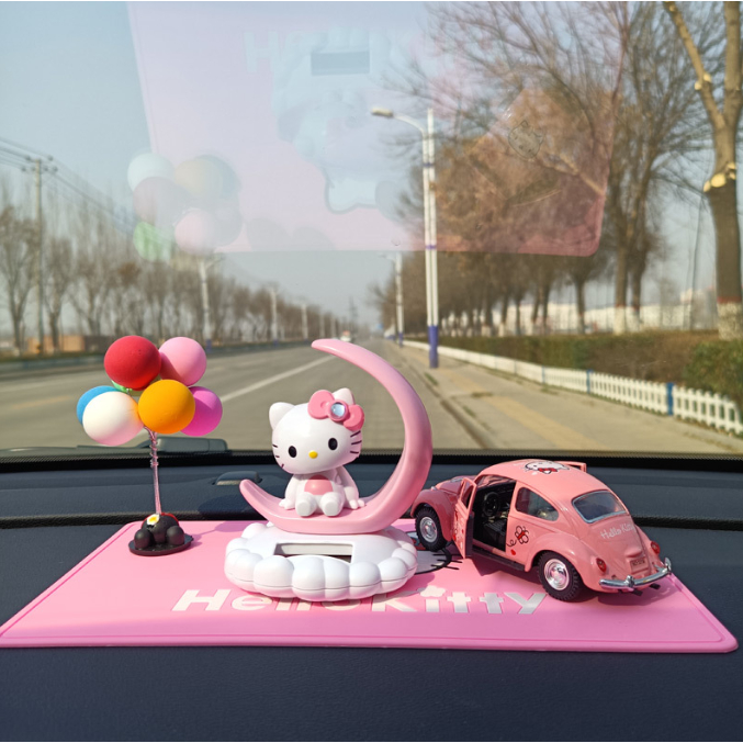 Set trang trí xe hơi Hello Kitty , Set trang trí bàn học bàn làm việc Hello Kitty