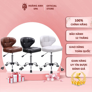 Ghế Spa Có Tựa Lưng, Đôn Hơi xoay 360 Độ Chỉnh Cao Thấp Vỏ Bọc Da Cao Cấp | Ghế Tiêm