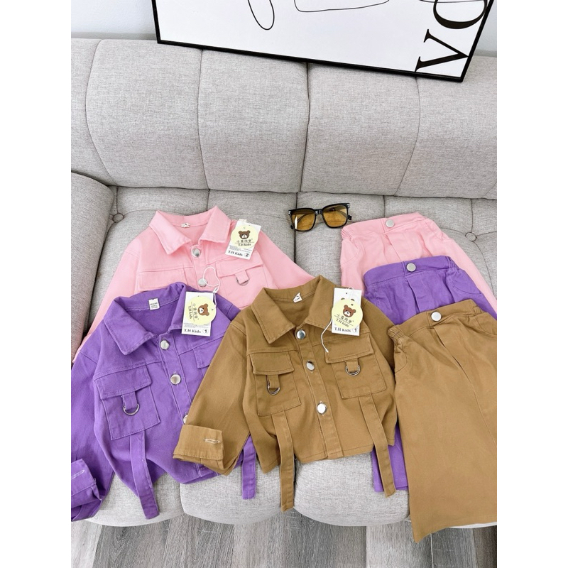 Set Váy kaki bò mềm cho bé gái