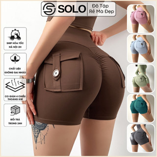 Quần Legging Đùi Tập Gym Yoga Biker Short Túi Cạp Cao Nâng Mông Thể Thao Nữ Siêu Tôn Da Tôn Dáng 9240