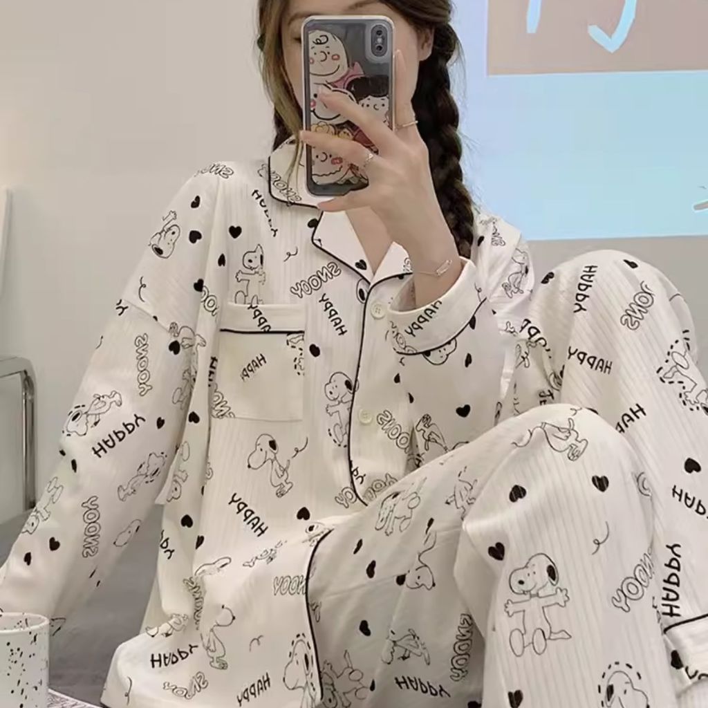 Đồ ngủ nữ pijama tay dài phong cách hàn quốc - ulimi