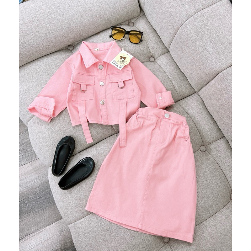 Set Váy kaki bò mềm cho bé gái