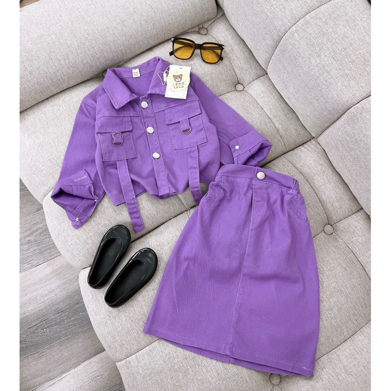 Set Váy kaki bò mềm cho bé gái