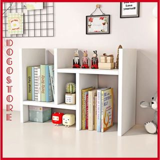 Kệ sách gỗ để bàn đa năng màu trắng có thể tháo rời lắp ghép dễ dàng tiện lợi decor bàn làm việc góc học tập