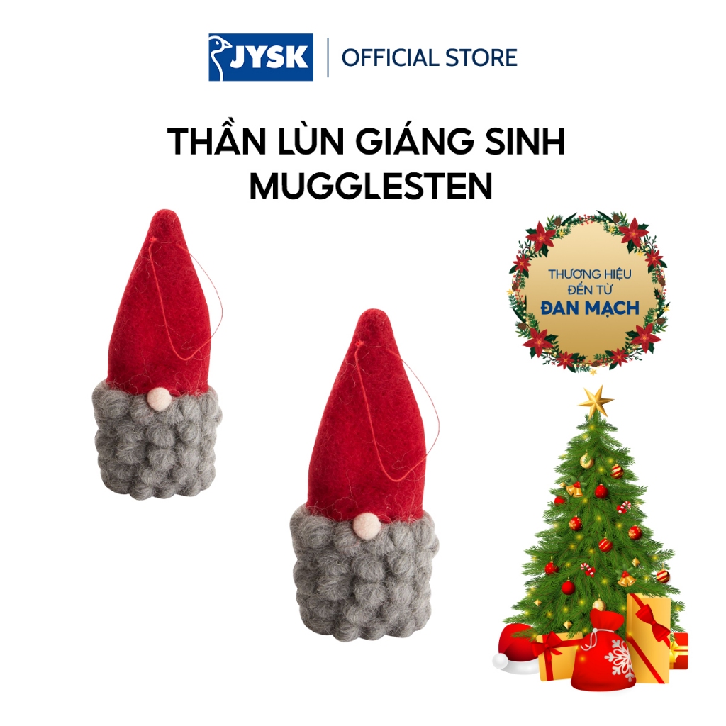 Thần lùn giáng sinh | JYSK Mugglesten | nhựa/len | xám/đỏ | DK7xC17cm