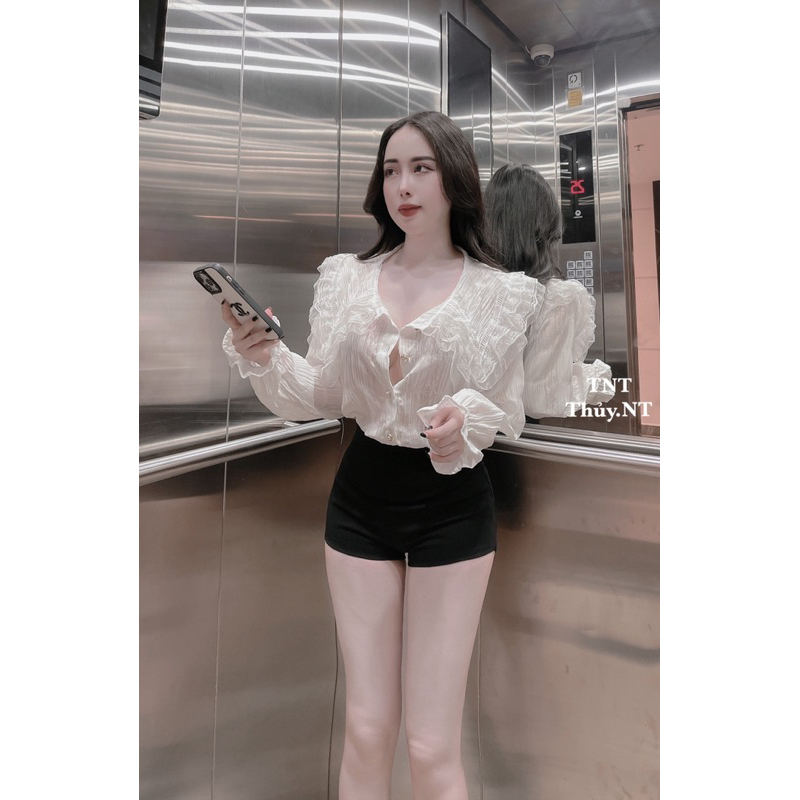 ÁO REN QC CỔ BÈO TAY DÀI SIU XINH