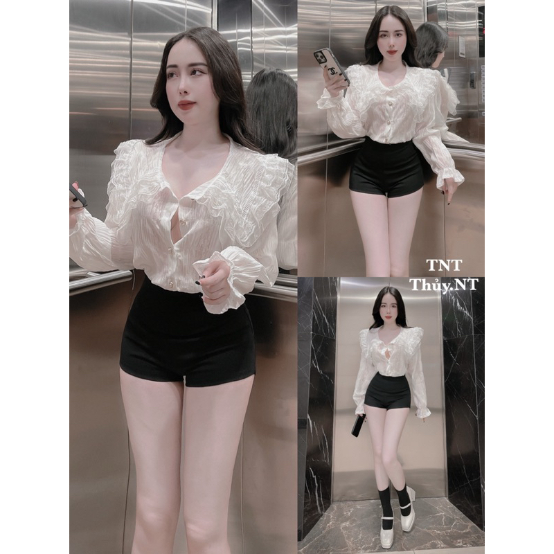 ÁO REN QC CỔ BÈO TAY DÀI SIU XINH