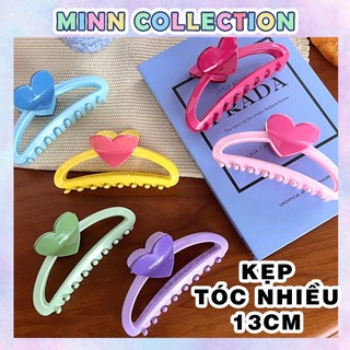Kẹp tóc size lớn 13cm hình trái tim nhiều màu cực xinh phong cách Hàn Quốc