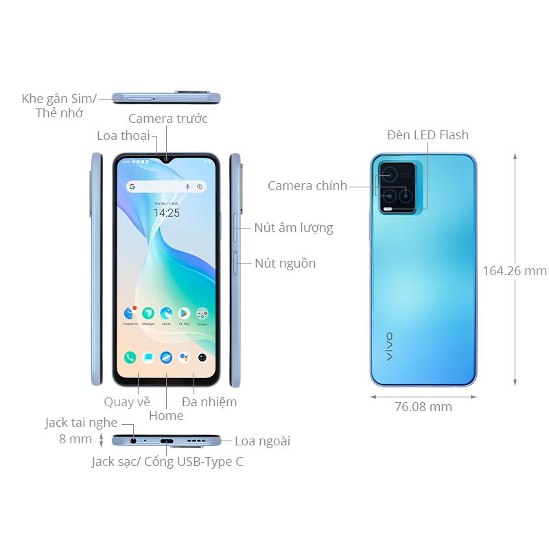 Điện thoại di động Vivo T1X 4GB/64GB- Hàng chính hãng nguyên seo fullbox -bảo hành 12 tháng lỗi 1 đổi 1