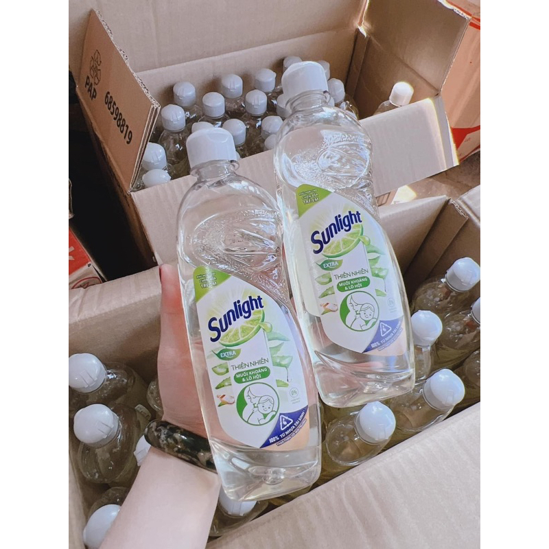 Nước rửa chén Sunlight muối khoáng thiên nhiên chai 370ml
