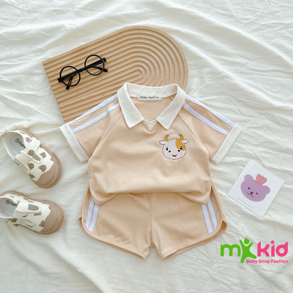 Bộ polo Thêu Hình Cao Cấp cho bé trai7-25kg Cao Dưới 1m1 chất liệu Cotton Co  Giản Tốt thiết kế phom cứng cáp, xịn xò