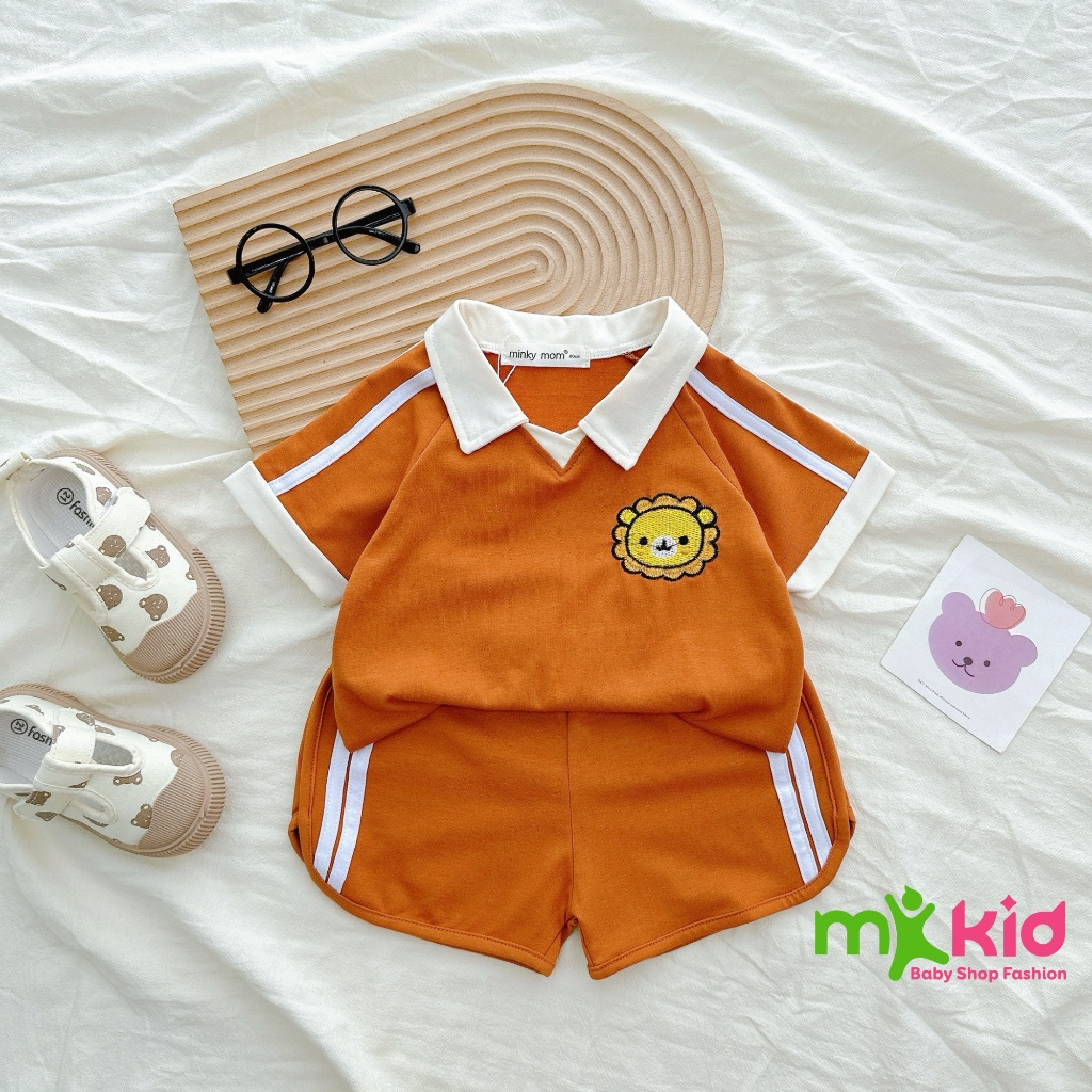 Bộ polo Thêu Hình Cao Cấp cho bé trai7-25kg Cao Dưới 1m1 chất liệu Cotton Co  Giản Tốt thiết kế phom cứng cáp, xịn xò