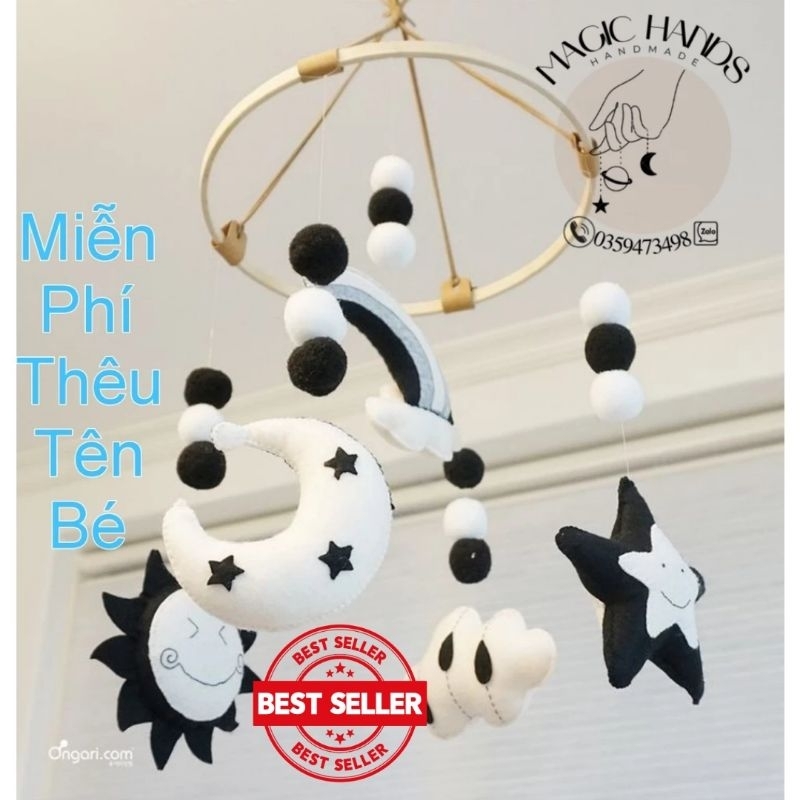 Đồ chơi treo nôi trắng đen luyện mắt cho bé (Tặng free bảng tên)