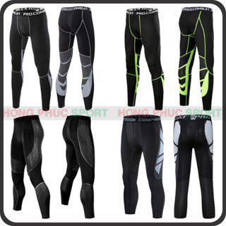 Quần giữ nhiệt Combat pro legging nam tập gym bóng đá bóng rổ có họa tiết cao cấp