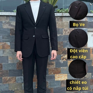 Áo Blazer 2 cúc Premium - Có Đệm Vai - May kỹ đủ kết cấu 5 lớp - có bọ ve và đột viền cao cấp
