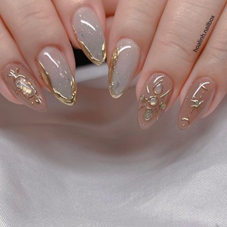  Sơn Nâu Kẻ Viền Trang Trí Form Tròn Nhọn Gắn Móng Úp - Hoa Linh Nail Box thiết kế thủ công 22 