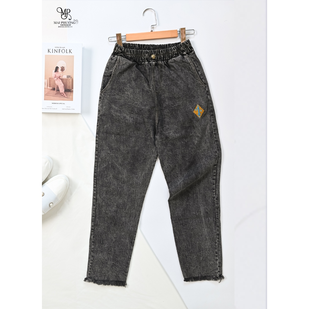 Quần Jeans Nữ Ống Đứng Tua Lai, Chất Co Giãn Mạnh Loại 1