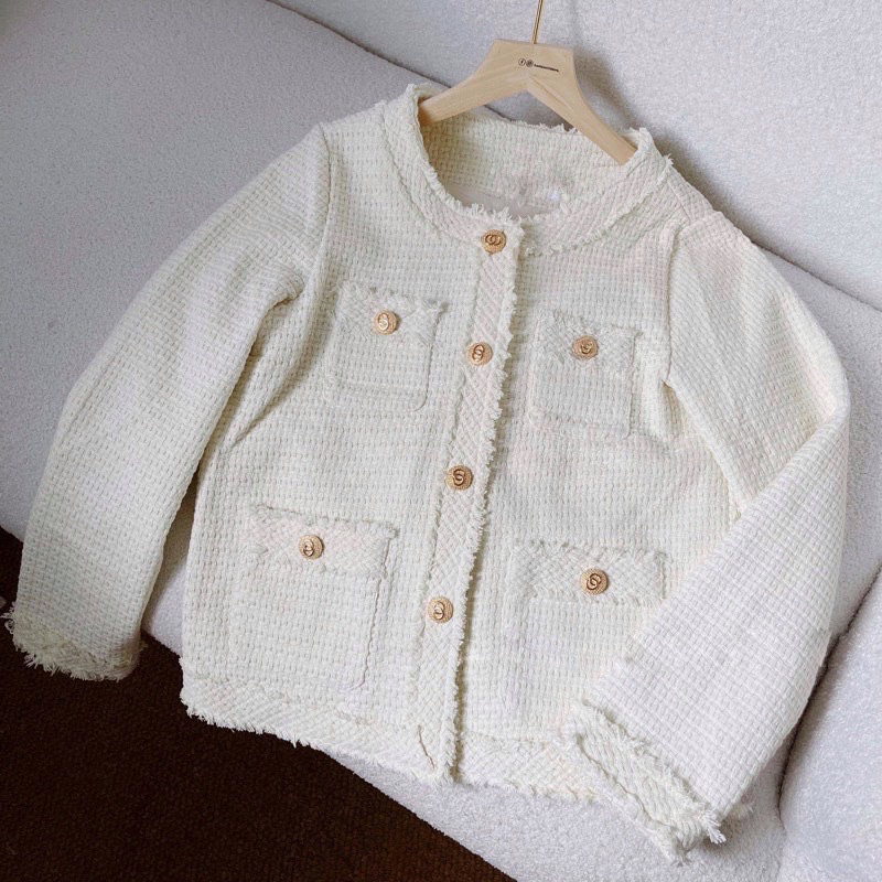 Áo dạ tweed 2746 kem