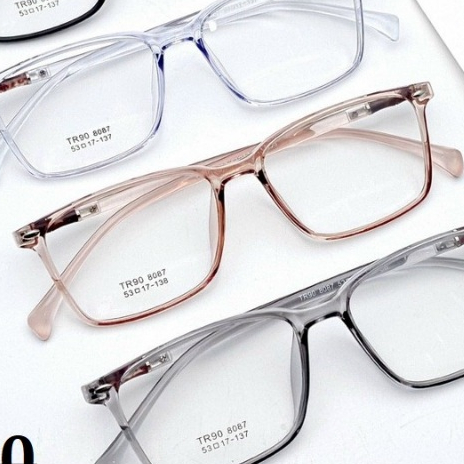 Gọng Kính Nam Nữ Dáng Vuông Nhựa Dẻo Siêu Nhẹ 8087