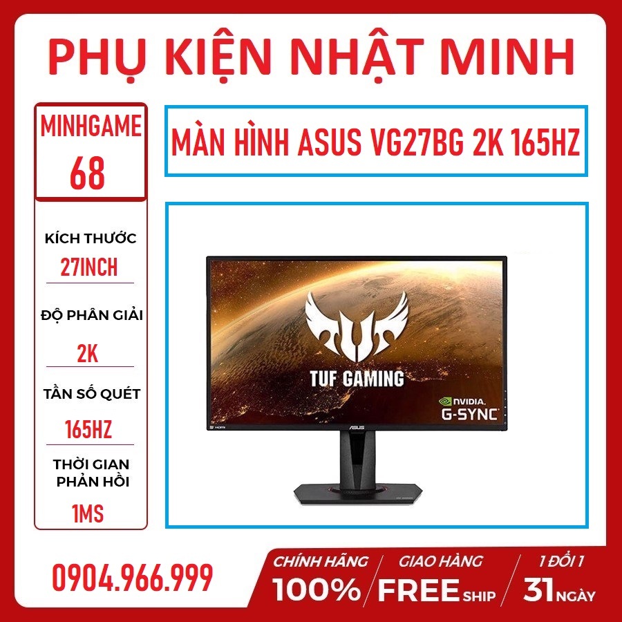 Màn hình 2K 165hz Asus VG27BQ  chính hãng BH tận nhà 3 năm