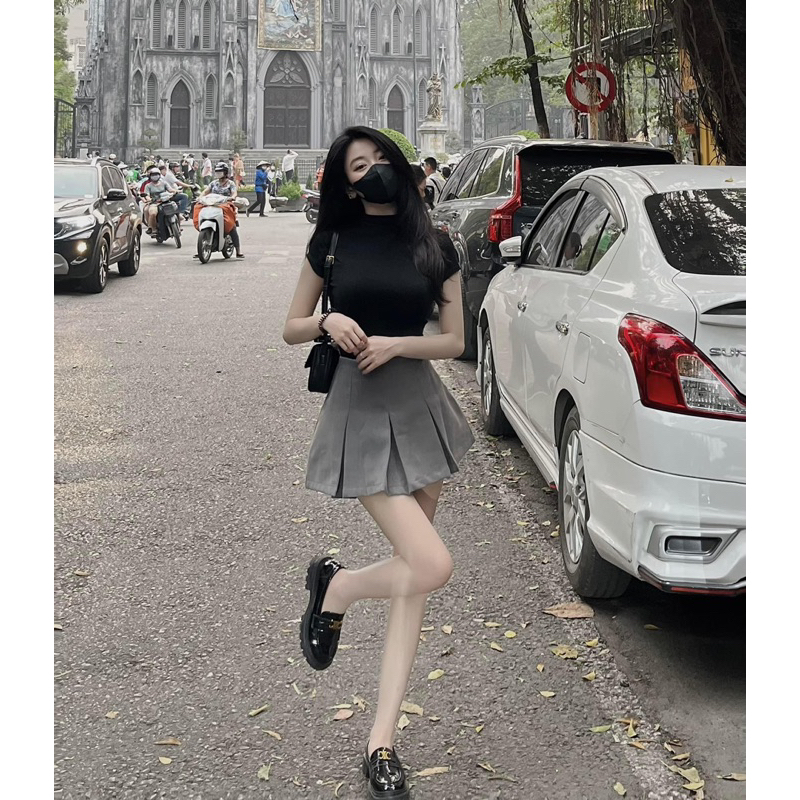 Chân váy dáng ngắn ly to hottrend nữ tính, Chân váy nữ tennis bản ly to AN01