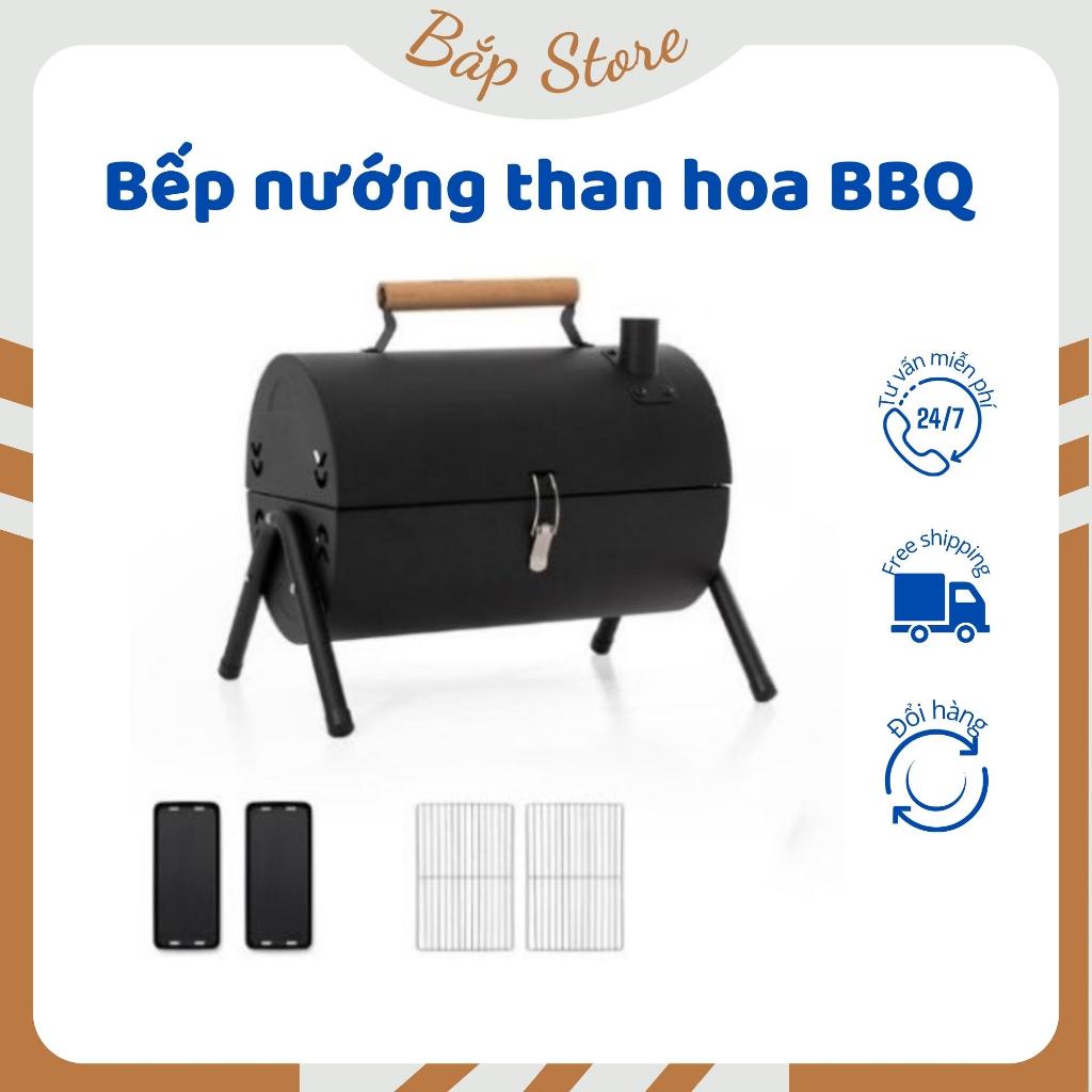 Bếp nướng than hoa BBQ gấp gọn mẫu mới cao cấp mang đi dã ngoại, cắm trại kèm vỉ, khay nướng,Nướng Thịt Siêu Ngon