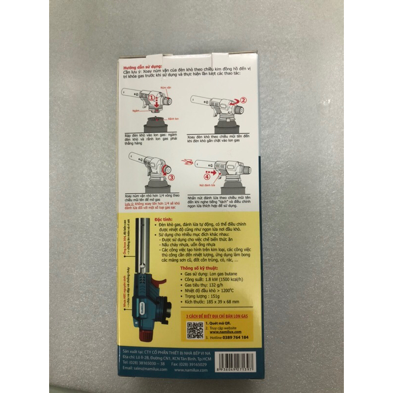 Khò gas Namilux TS1719RN tự đánh lửa cao cấp