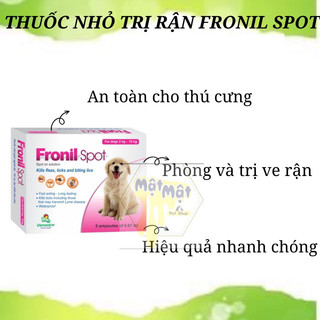 1 Hộp Thu ốc nhỏ gáy tr ị ve rận FRONIL SPOT là th uốc nhỏ ngoài da phòng và tr ị các loại ve, rận, bọ chét ở chó, mèo