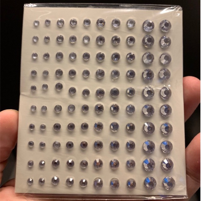 Đá đính tóc mặt có sẵn keo dán gồm 100 viên, đá dán makeup, đá đính mặt hóa trang PINOCCHIO VN ___F5___