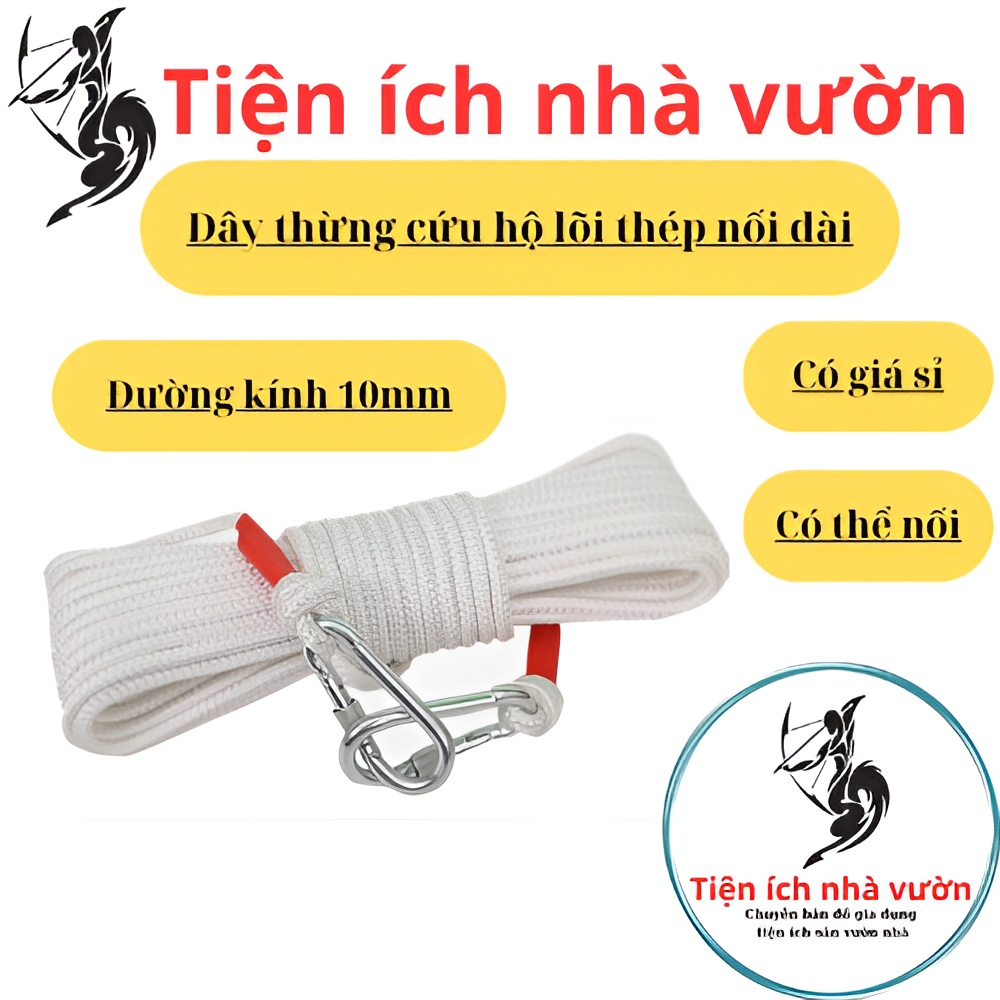 Dây Thừng Lõi Thép Cứu Hộ,Dây Thừng Leo Núi Dày 10mm Có Thể Nối Dài Chắc Chắn Chất Lượng Cao Đa Năng.