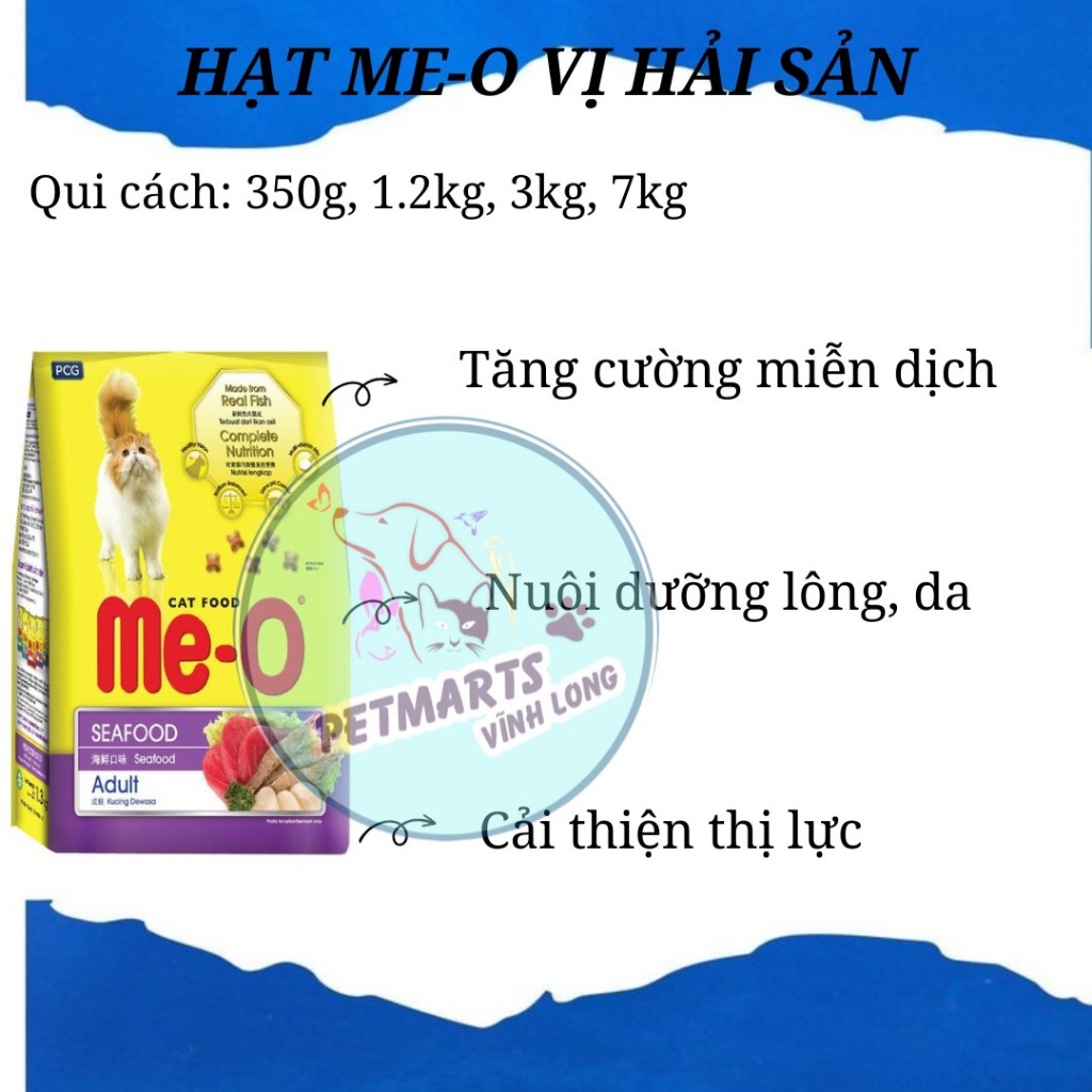 Combo 10 gói Thức ăn cho mèo Me-O vị hải sản 350g