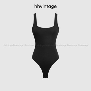 Bodysuit ba lỗ nữ HHVINTAGE kiểu cổ vuông hở lưng thun co dãn Top A45