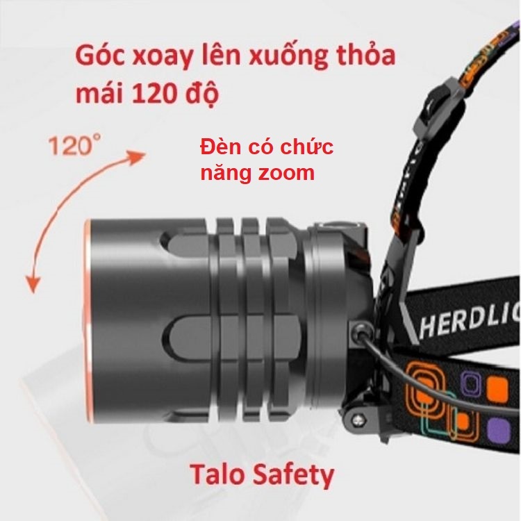 Đèn pin đội đầu siêu sáng đi rừng chip led XHP50-L4, dùng pin 3 18650 chống nước tốt