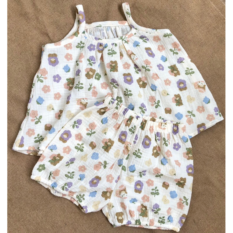 Bộ 2 dây vải Xô muslin dành cho bé gái