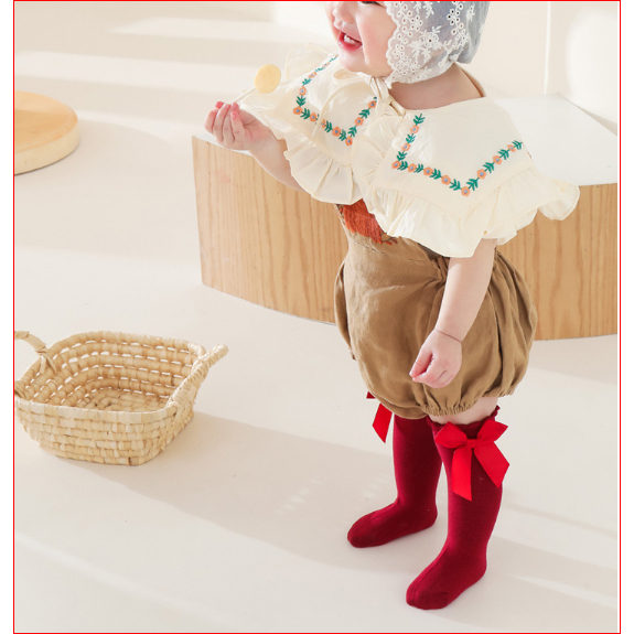 Tất Đùi Len Đính Nơ Ruy Băng Phong Cách Tiểu Thư Vintage TK013