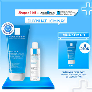 Bộ sữa rửa mặt cho da dầu nhạy cảm La Roche-Posay Effaclar Gel 200ml & Nước tẩy trang Micellar Water 50ml