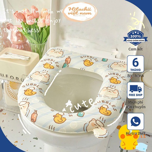 Đệm Lót Bồn Cầu Giữ Ấm Chống Vi Khuẩn Bằng Xốp Chống Thấm Nước In Họa Tiết Xinh Xắn 43x39cm