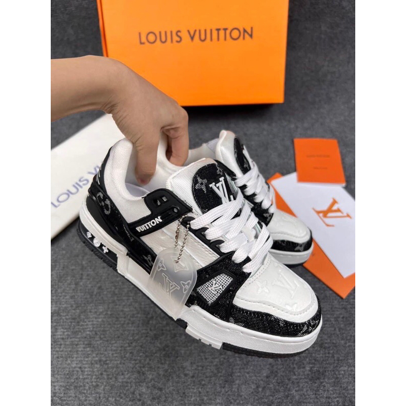 Giày Lv Louis Vuitton Trainer Black White, Giày Thể Thao Lv Đen Trắng Nam Nữ Hot Trend