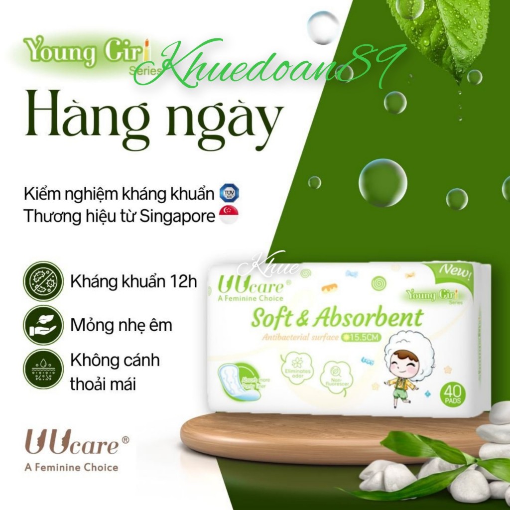 Băng vệ sinh UUcare Singapore Young Girl hàng ngày 15,5cm gói 40 miếng