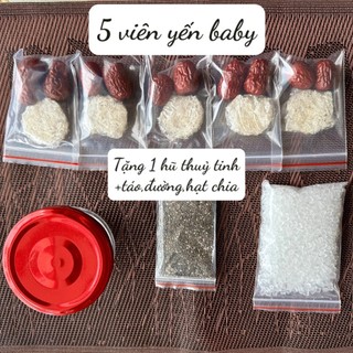 Combo 5 set yến viên baby chia sẵn tiện lợi tặng 1 hũ thủy tinh, táo đỏ đường phèn hạt chia