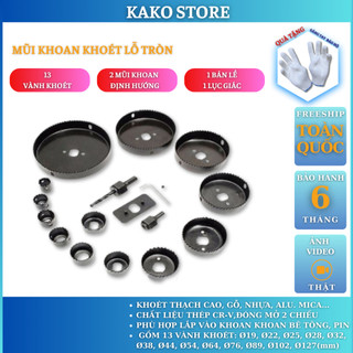 Mũi khoét lỗ tròn thạch cao nhựa gỗ mika 16 và 11 chi tiết, bộ khoan lỗ dụng cụ sửa chữa Kako store