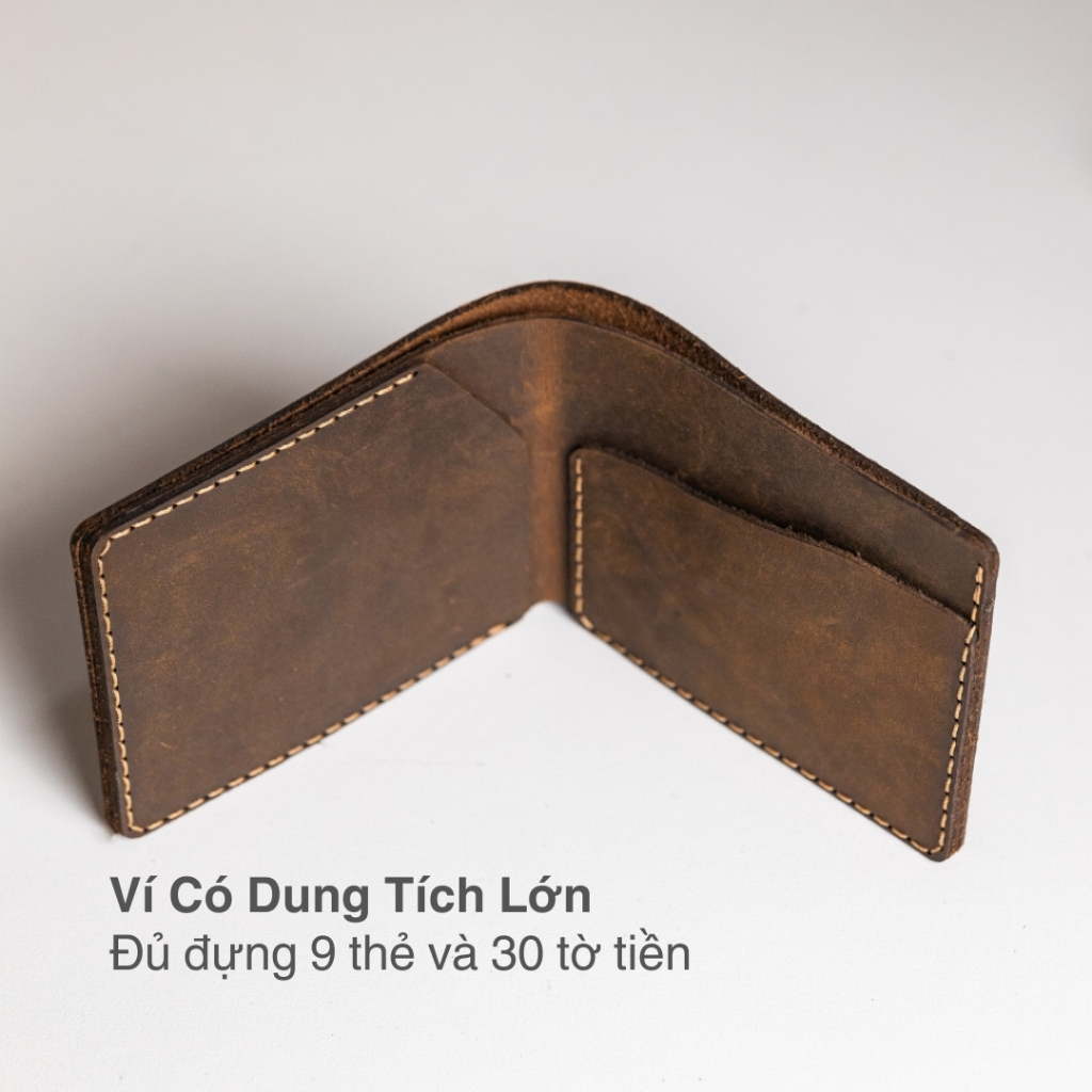 Ví da HILAS 2 - Da bò thật, cắt laser tinh xảo, khâu thủ công tỉ mỉ, thiết kế đơn giản