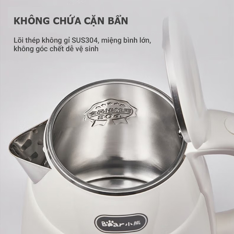 Ấm siêu tốc Ấm đun nước Bear ZDH-Q15U8 dung tích 1.5L công suất 1500W đun sôi nước cực nhanh hàng chính hãng