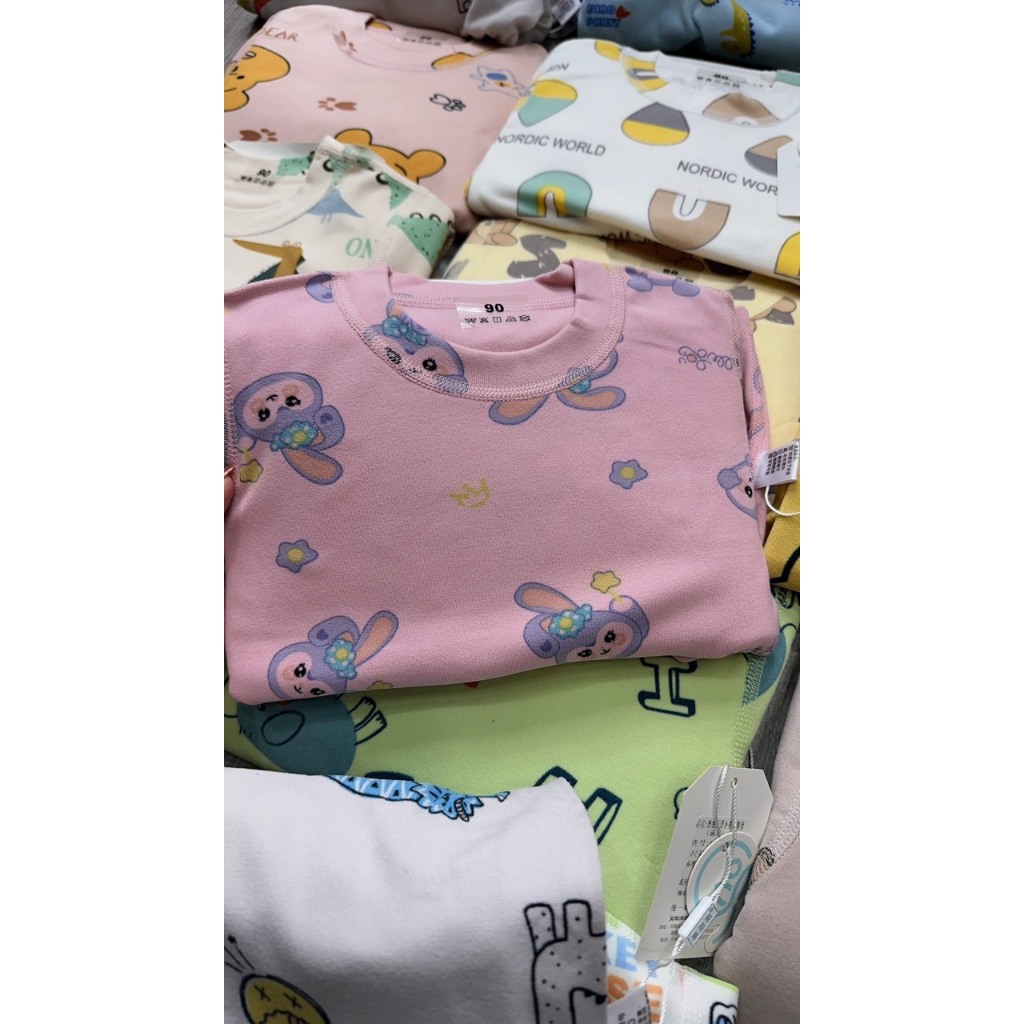 Set bộ cotton nỉ hàng quảng châu họa tiết bắt mắt sz 90-120