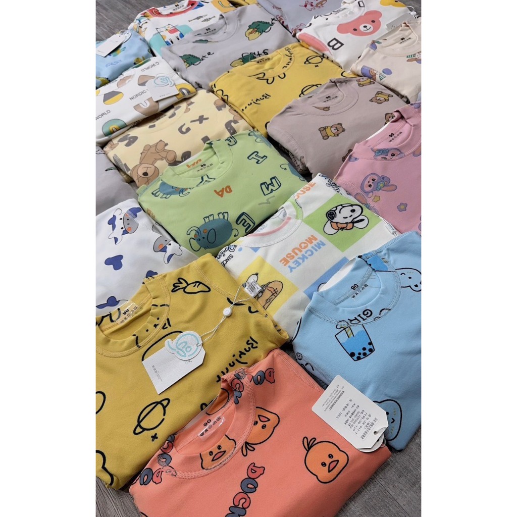 Set bộ cotton nỉ hàng quảng châu họa tiết bắt mắt sz 90-120