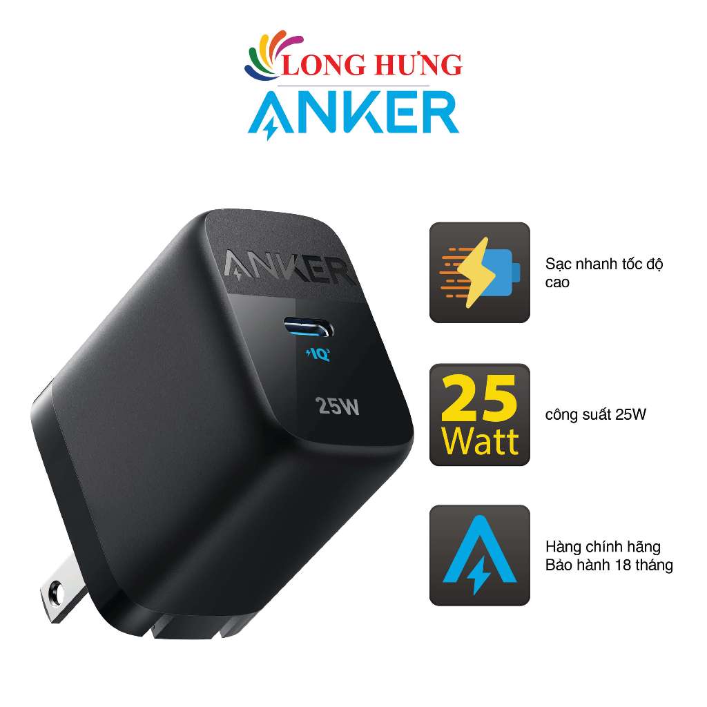 Cốc sạc Anker 312 1Type-C 25W PIQ 3.0 A2642 - Hàng chính hãng